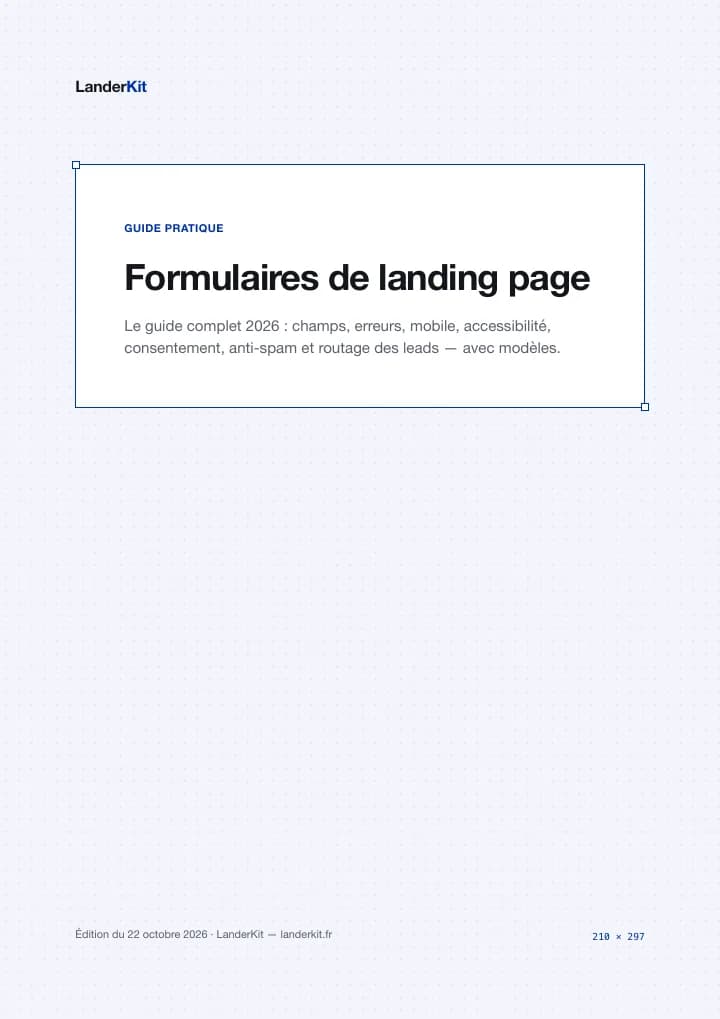 Couverture du guide Formulaires de landing page