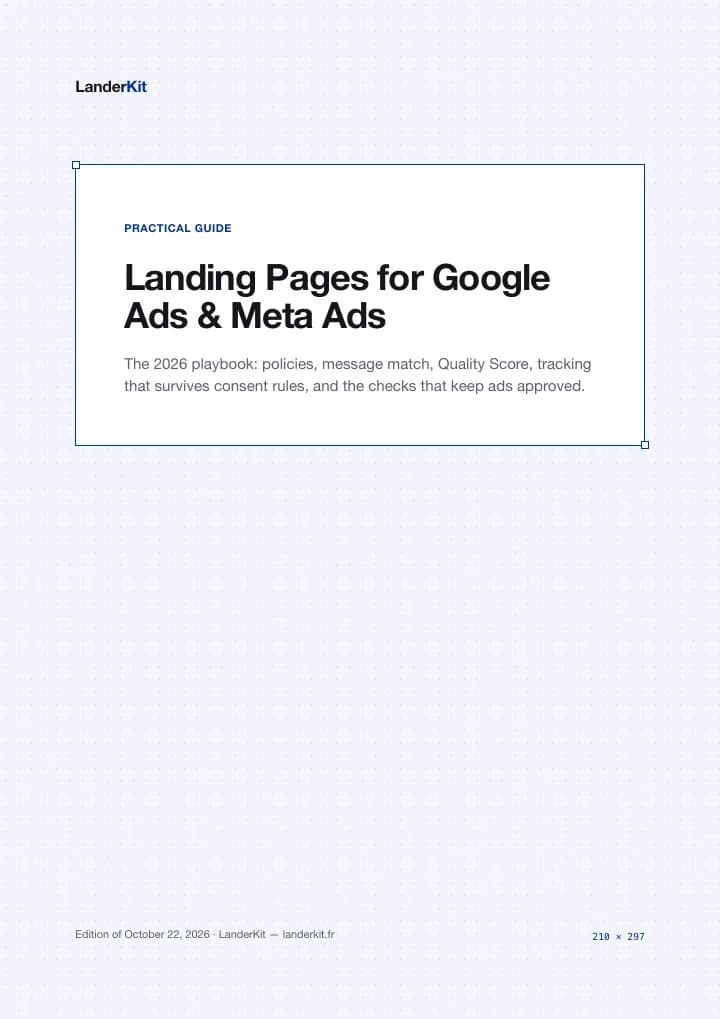 Couverture du guide Paid ads landing pages