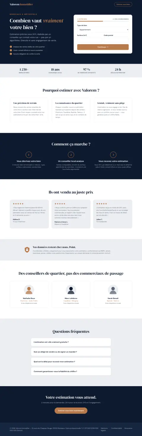 Voir la page complète (capture de toute la hauteur) — Valorem Immobilier