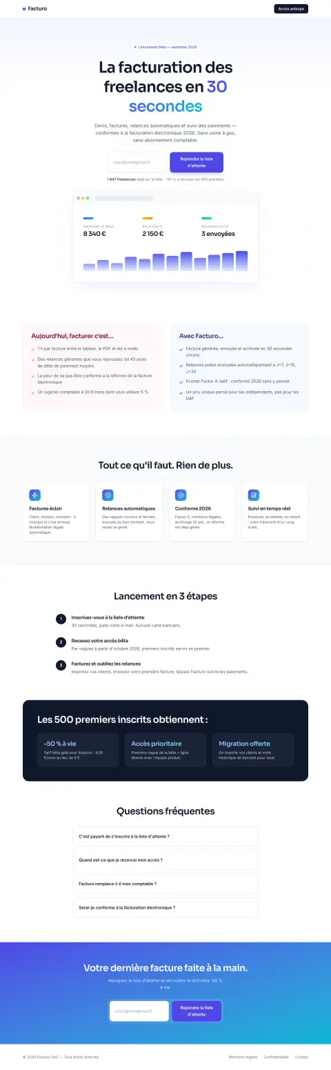Voir la page complète (capture de toute la hauteur) — Facturo