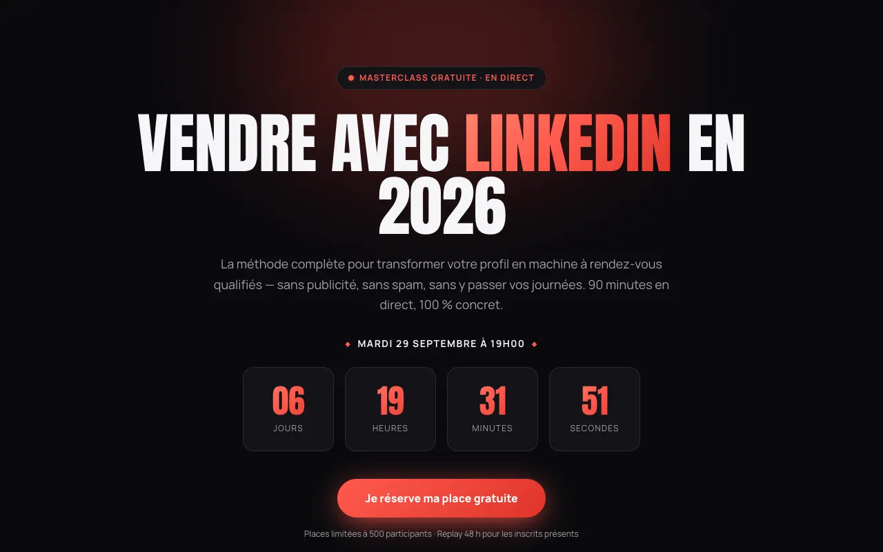 Ordinateur — haut de page — Vendre avec LinkedIn