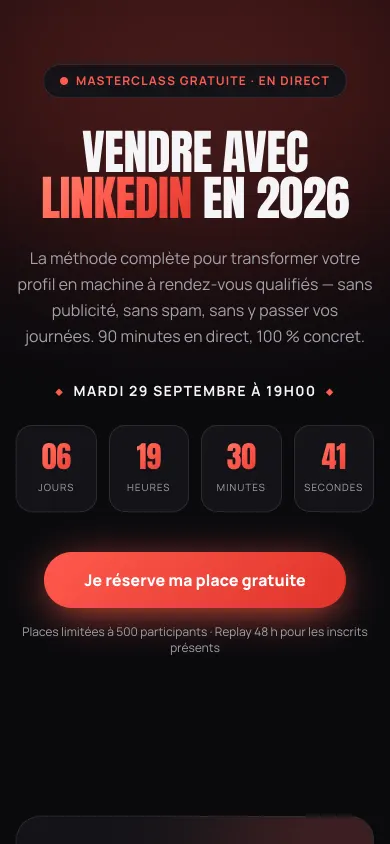 Mobile — haut de page — Vendre avec LinkedIn