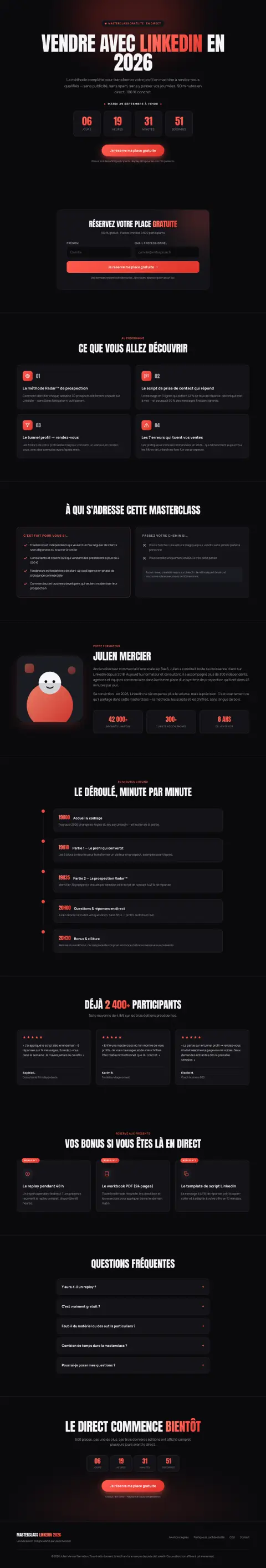 Voir la page complète (capture de toute la hauteur) — Vendre avec LinkedIn